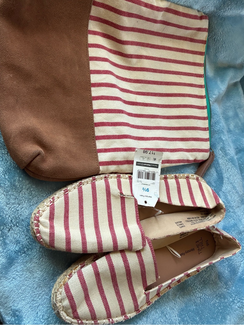 Brand new Striped Canvas Slip-On Espadrilles - Red & Cream w/ matching bag
